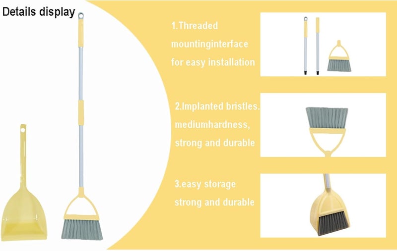Xifando Mini Broom with Dustpan for Kids,Little Housekeeping Helper Set (Light Yellow) - Image 3